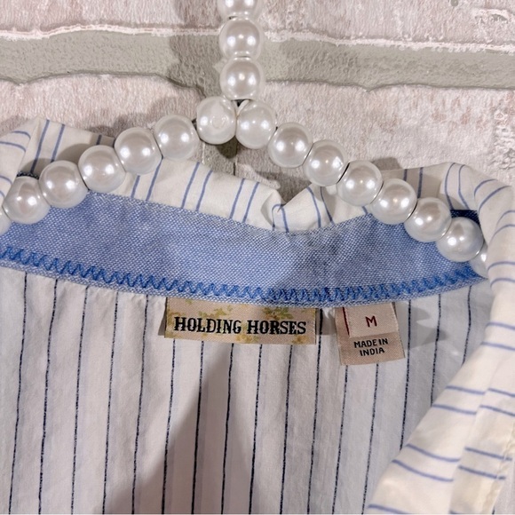 Anthropologie Holding Horses Patchwork Poplin Button Front Tunic Top Size M - Picture 8 of 10